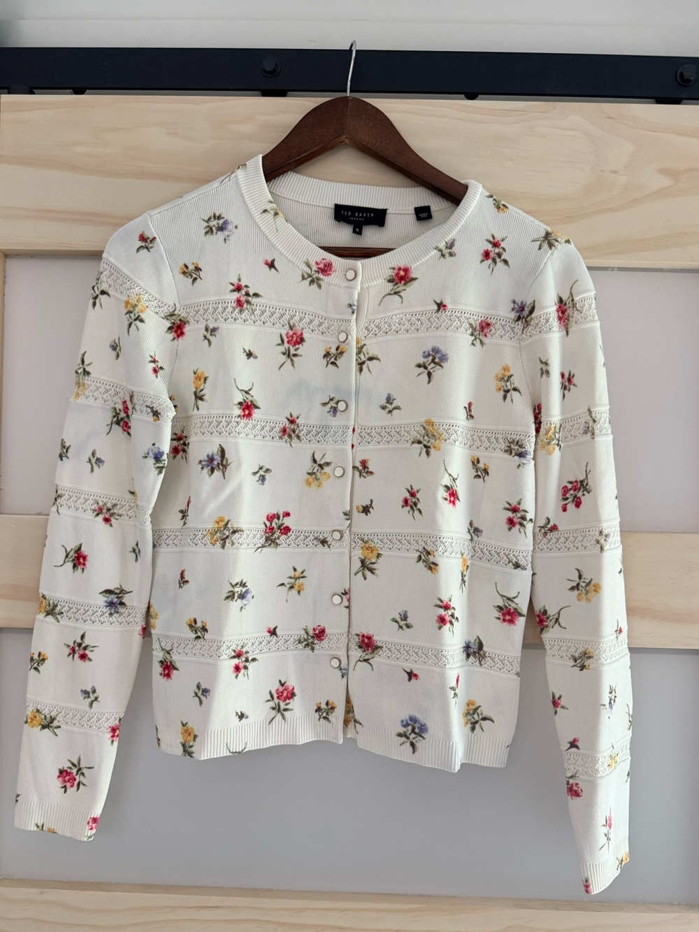 Ted Baker London Floral Lace Cardigan Women S Ivory Button Front Cottagecore